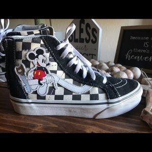 Kids high top checkered vans Mickey Mouse edition